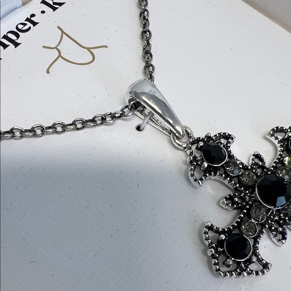 Piper K | Black & Silver Cross Necklace - Picture 6 of 9